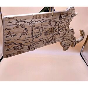Totally Bamboo Massachusetts Map Engraved Bamboo Cutting Board & Decor